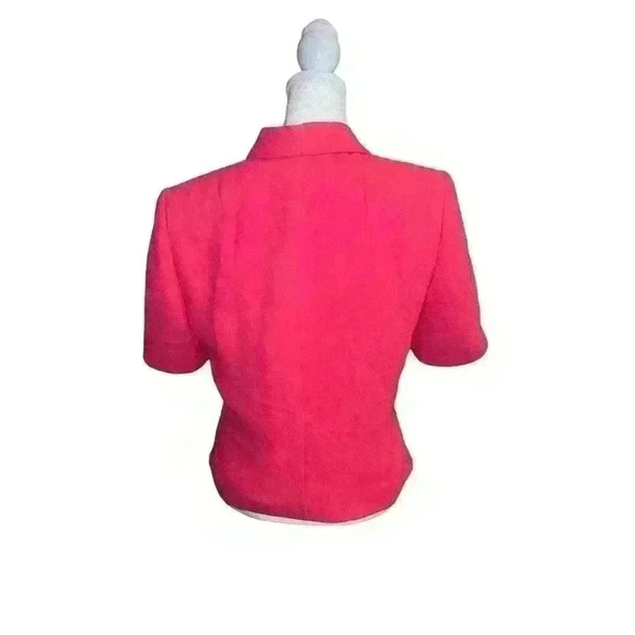 VINTAGE PENDLETON Wool MADE IN USA Jacket Blazer Pink Preppy Short Sleeves Sz 4 - Picture 3 of 7